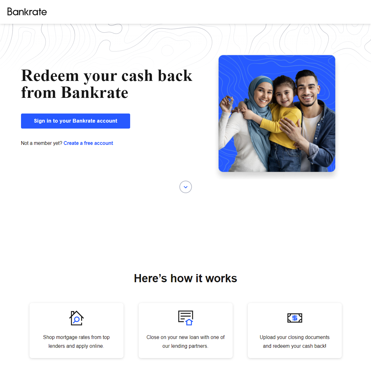 Bankrate cashback website screenshot